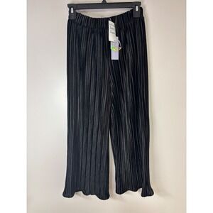 Good‎ Luck Girl Nordstrom Girls Velvet Black Pleated Pants Wide Leg Kids Size M